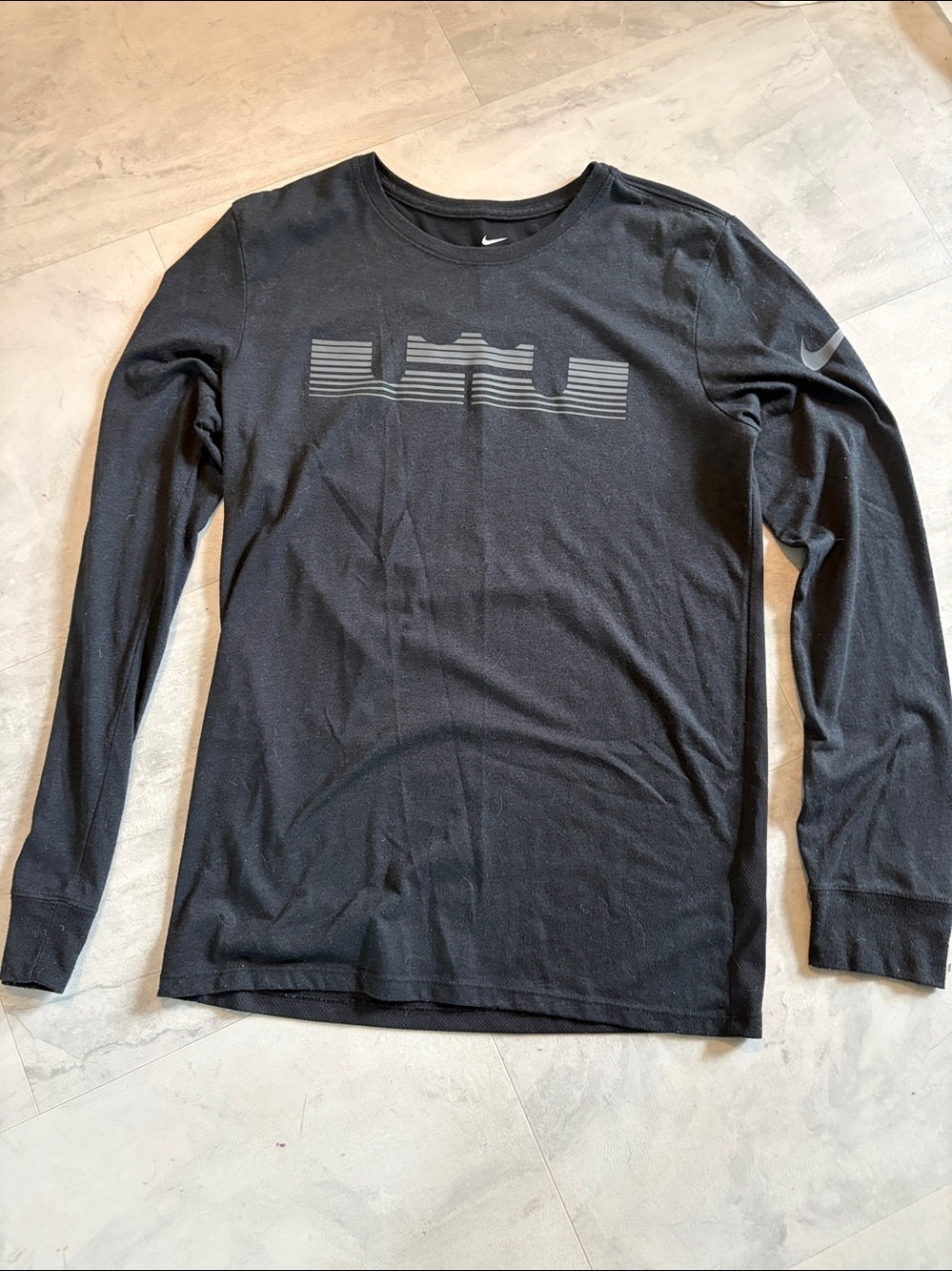 Nike LeBron T-shirt  long sleeve  black/gray logo  the Nike T  athletic cut Sz S
